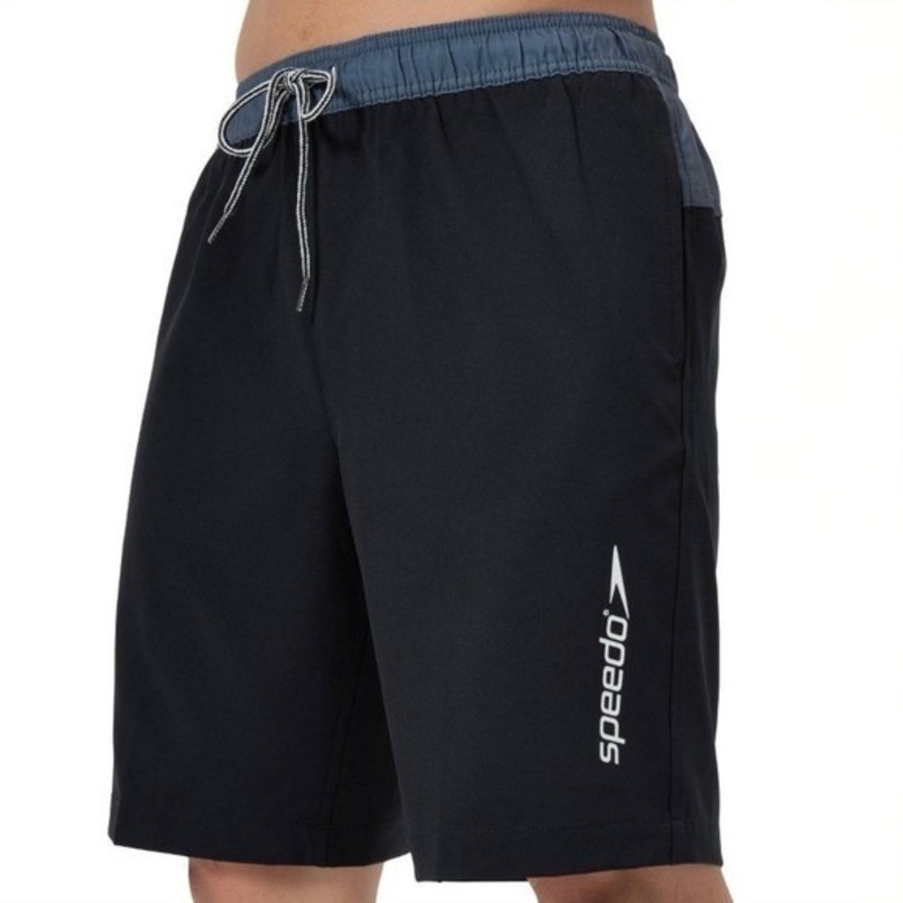 Speedo Swim Shorts Black 9" Inseam Swim Trunks UPF 50+ Liner Pool Beach Medium